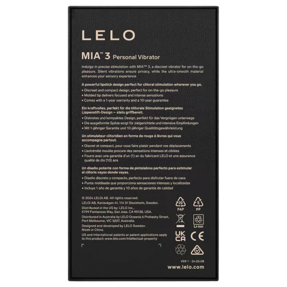 LELO Mia 3 - vibrator tip ruj de călătorie - mov