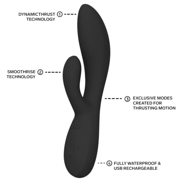 LELO - INA Thrust vibrator iepuraș cu mișcare de împingere (negru)