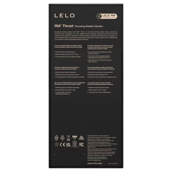 LELO - INA Thrust vibrator iepuraș cu mișcare de împingere (negru)