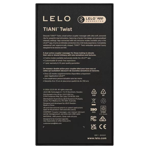 LELO Tiani Twist - vibrator inteligent pentru cuplu (mov)