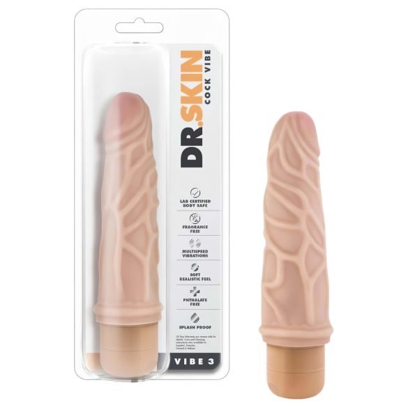 Dr. Skin Vibe No.3. - vibrator realist - silicon - culoare naturală