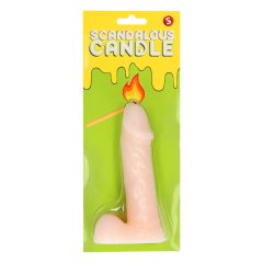   Scandalous - lumânare - cu penis și testicule - naturală (133g)