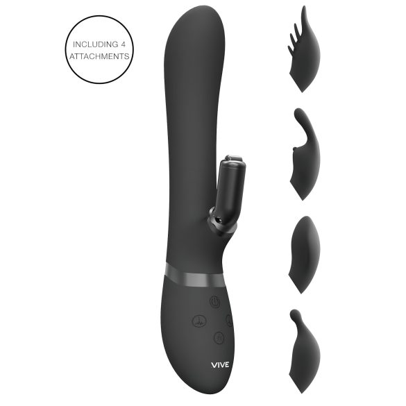 Vive Chou - Vibrator 4 în 1 cu braț pentru clitoris - silicon negru