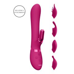   Vive Chou - vibrator cu acumulator, cu capete interschimbabile pentru stimularea clitorisului (roz)