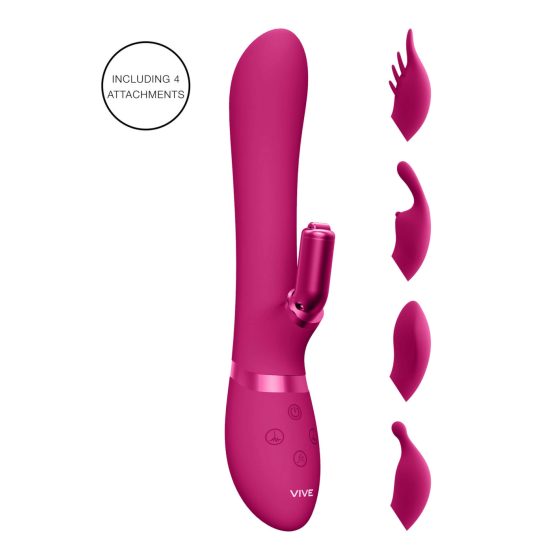 Vive Chou - vibrator cu acumulator, cu capete interschimbabile pentru stimularea clitorisului (roz)