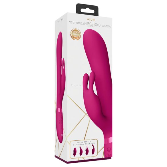 Vive Chou - vibrator clitoral reîncărcabil cu cap interschimbabil - roz
