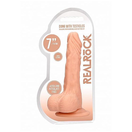 RealRock Dong 7 - dildo realist cu testicule (17cm) - natural
