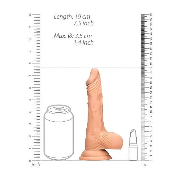 RealRock - dildou realist cu testicule - 17 cm - culoare naturală