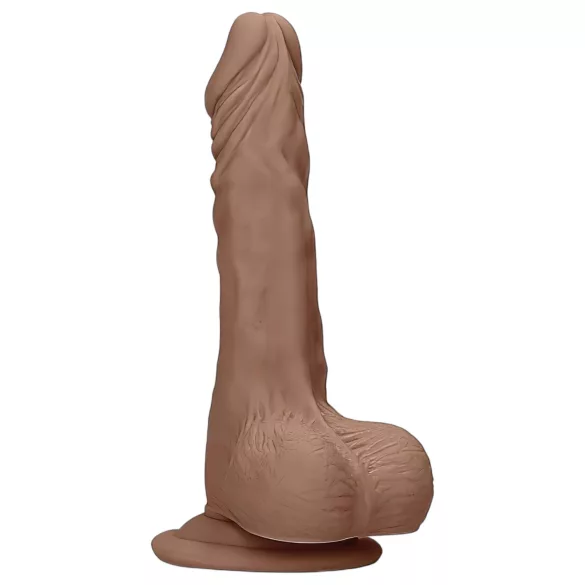 RealRock - dildo realist cu testicule - 17 cm - culoare închisă