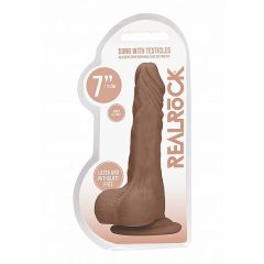   RealRock Dong 7 - dildo realist cu testicule (17cm) - culoare naturală închisă