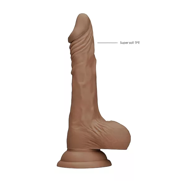 RealRock - dildo realist cu testicule - 17 cm - culoare închisă