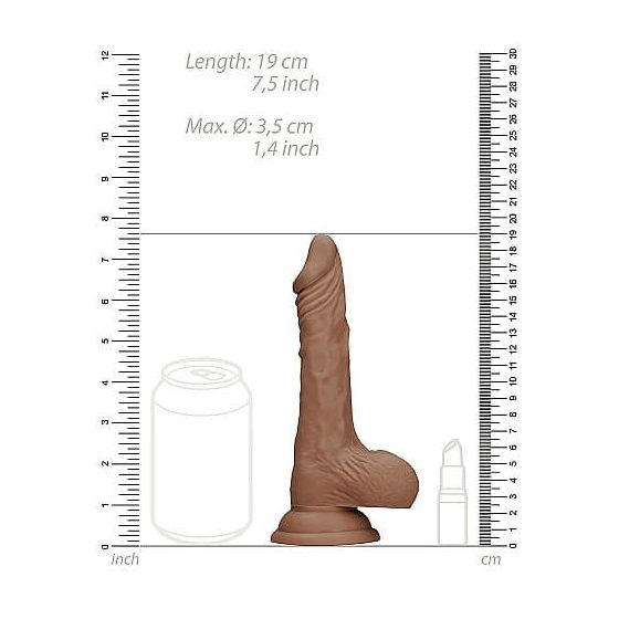 RealRock Dong 7 - dildo realist cu testicule (17cm) - culoare naturală închisă