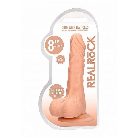 RealRock Dong 8 - dildo realist, cu testicule (20cm) - natural