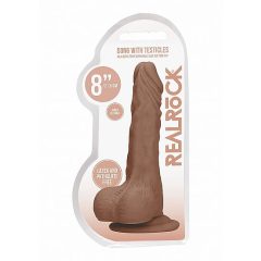   RealRock Dong 8 - Dildo realist cu testicule (20cm) - maro inchis