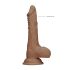RealRock Dong 8 - Dildo realist cu testicule (20 cm) - nuanță naturală închisă