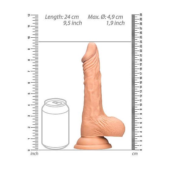 RealRock Dong 9 - Dildo realist cu testicule (23cm) - natural