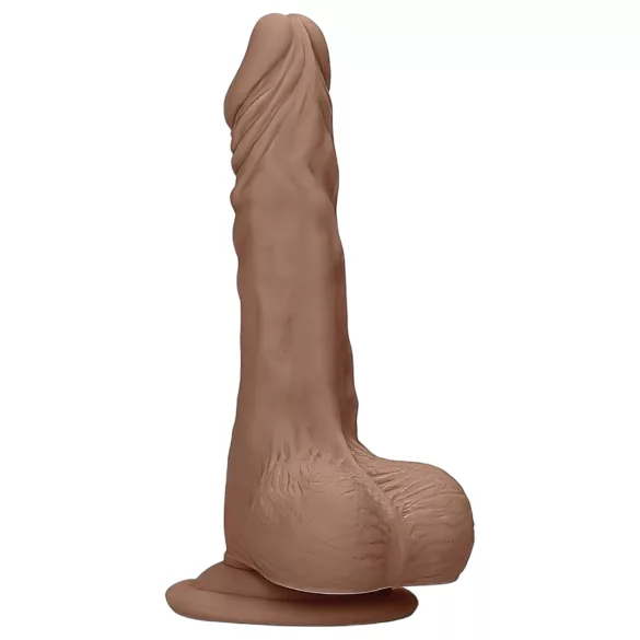 RealRock - dildo realist cu testicule - 25cm - culoare închisă