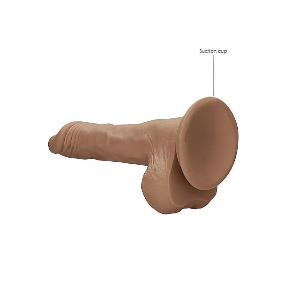 RealRock - dildo realist cu testicule - 25cm - culoare închisă