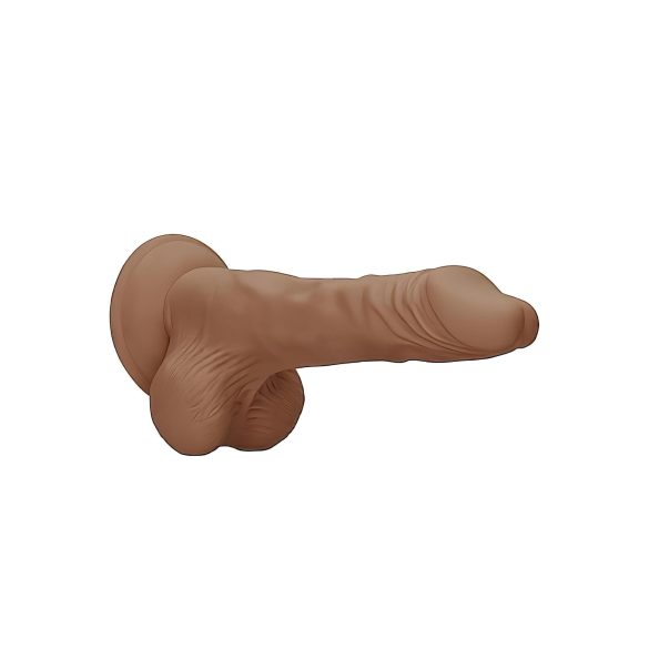 RealRock - dildo realist cu testicule - 25cm - culoare închisă