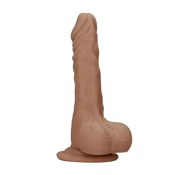 RealRock - dildo realist cu testicule - 25cm - culoare închisă