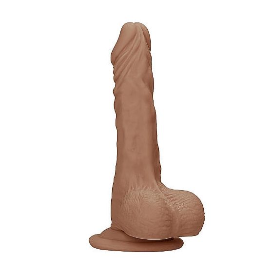 RealRock Dong 10 - dildo realist cu testicule (25cm) - natur inchis