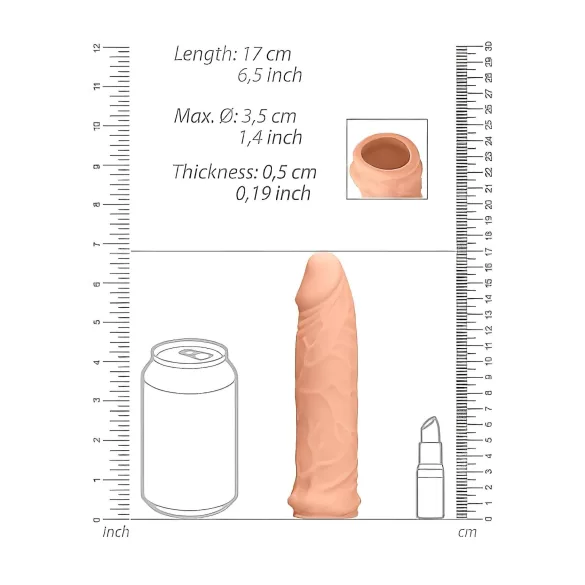 RealRock - mânecă pentru penis 17cm - culoare naturală