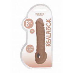   RealRock Penis Sleeve 8 - prelungitor de penis (21cm) - natura închisă