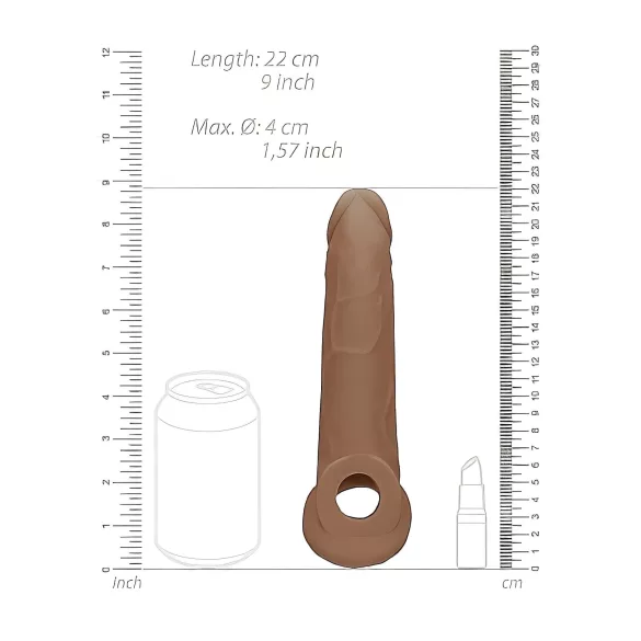 RealRock - mânecă pentru penis - prelungire 21,5cm - culoare natural închis