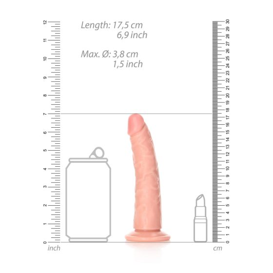 RealRock Slim - dildo realist cu ventuză - 15,5 cm (natural)