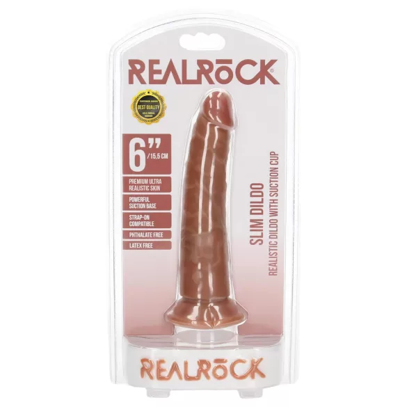 RealRock - dildo realist 15,5cm - subțire - culoare natur închis