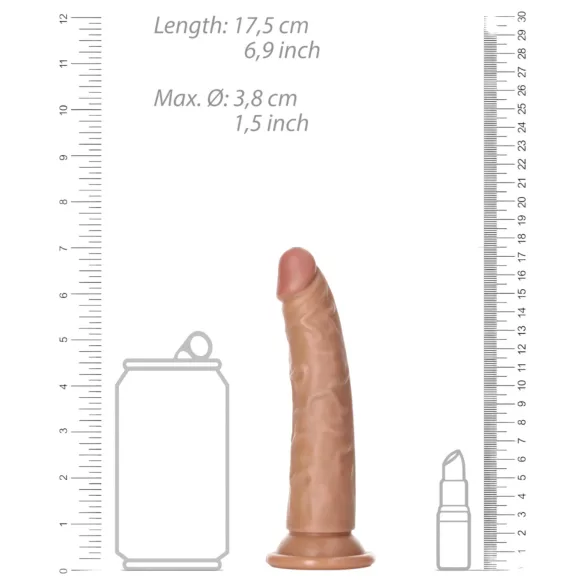 RealRock - dildo realist 15,5cm - subțire - culoare natur închis