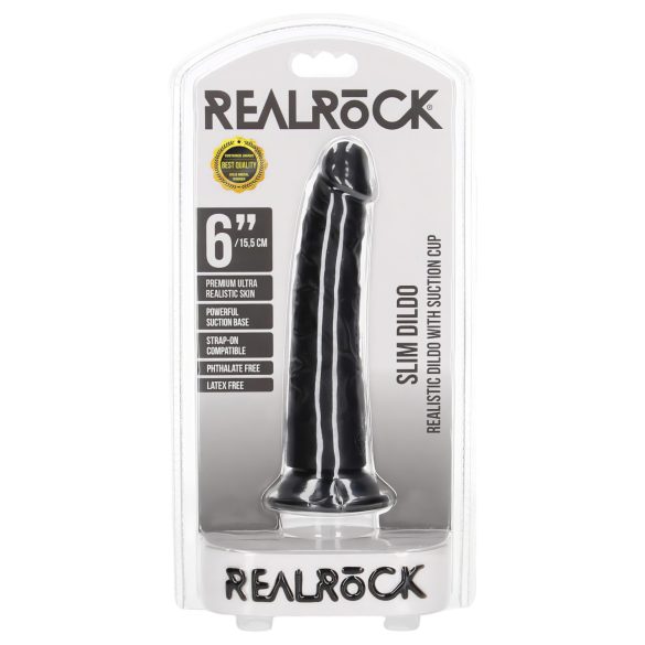 RealRock - dildo realist slim - 15,5cm - negru