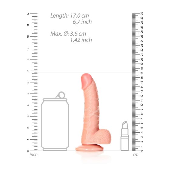 RealRock - dildo realist cu testicule și ventuza - 15,5cm (natural)