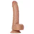 RealRock - dildo cu ventuză și testicule - 15,5 cm - maro închis