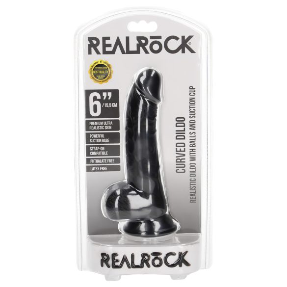 RealRock - dildo realist cu ventuză - 15,5 cm - negru