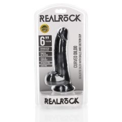   RealRock - dildo realist cu ventuză, cu testicule - 15,5cm (negru)