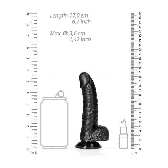 RealRock - dildo realist cu ventuză - 15,5 cm - negru
