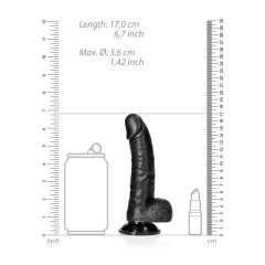   RealRock - dildo realist cu ventuză, cu testicule - 15,5cm (negru)