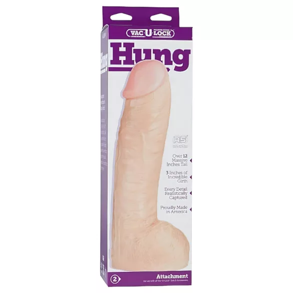 Doc Johnson Vac-U-Lock Hung 12 - dildo realist cu testicule (culoare naturală)