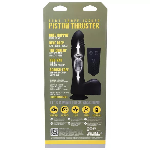 Doc Johnson - vibrator cu piston automat mini cu telecomandă - negru