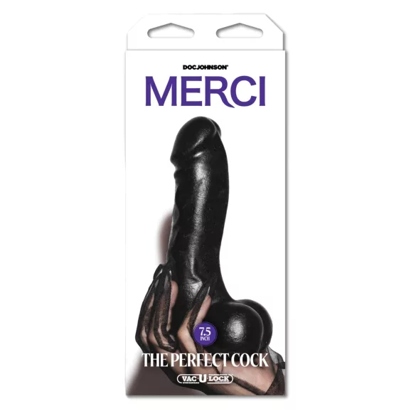 Doc Johnson The Perfect Cock - dildo realist (negru) - 19 cm