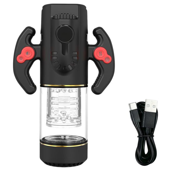 AlvUp - masturbator rotativ cu împingere (negru)