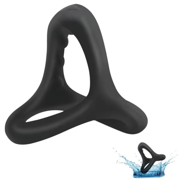 Inel pentru penis și testicule cu suprafață punctată (negru)