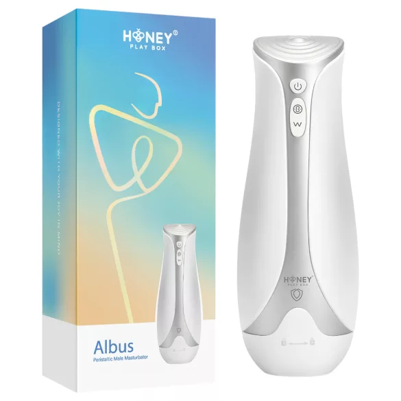 Honey Play Box Albus - masturbator pulsatil, strâns și vibrant - alb