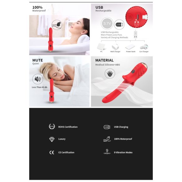 Bestoy - vibrator waterproof pentru punctul G - roșu