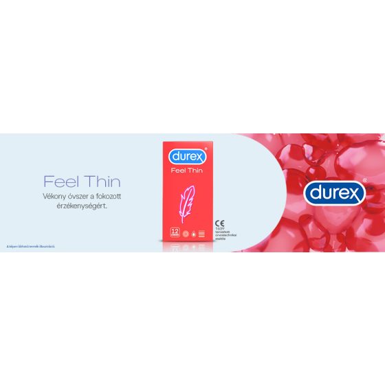 Durex Feel Thin - prezervative cu senzație reală (12 bucăți)