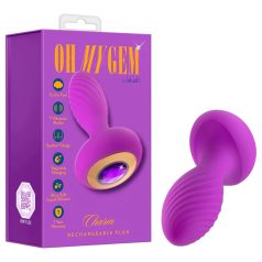 Oh My Gem - dop anal vibrator cu piatră - silicon mov