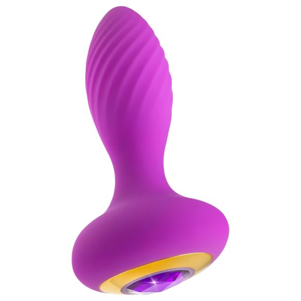 Oh My Gem – plug anal vibrant cu piatră decorativă (mov)