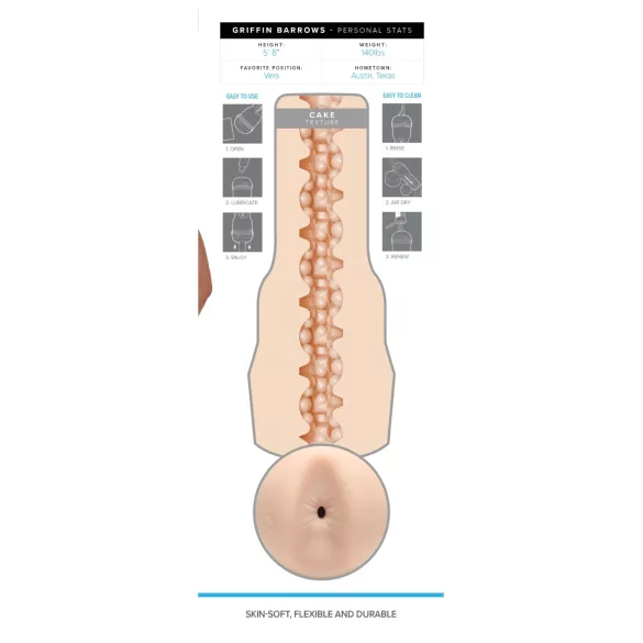 Fleshjack Griffin Barrows - masturbator realist tip fund - culoare naturală
