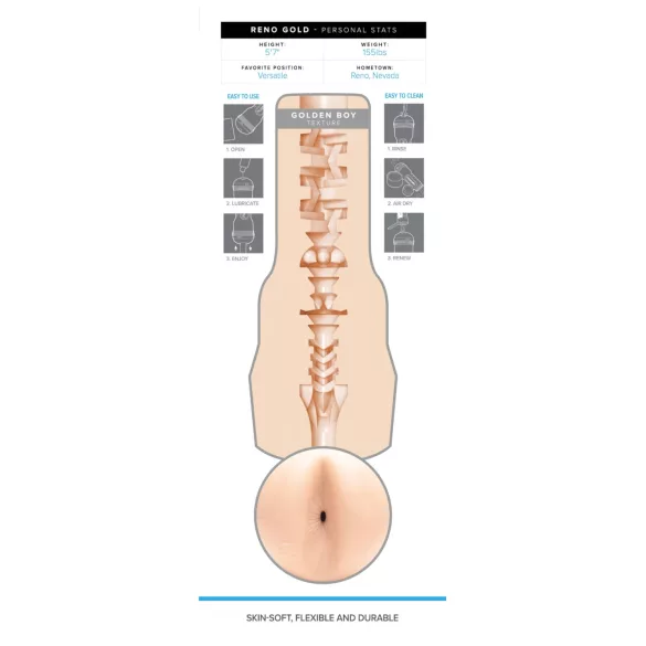 Fleshjack Reno Gold - masturbator realist tip popou - silicon natur